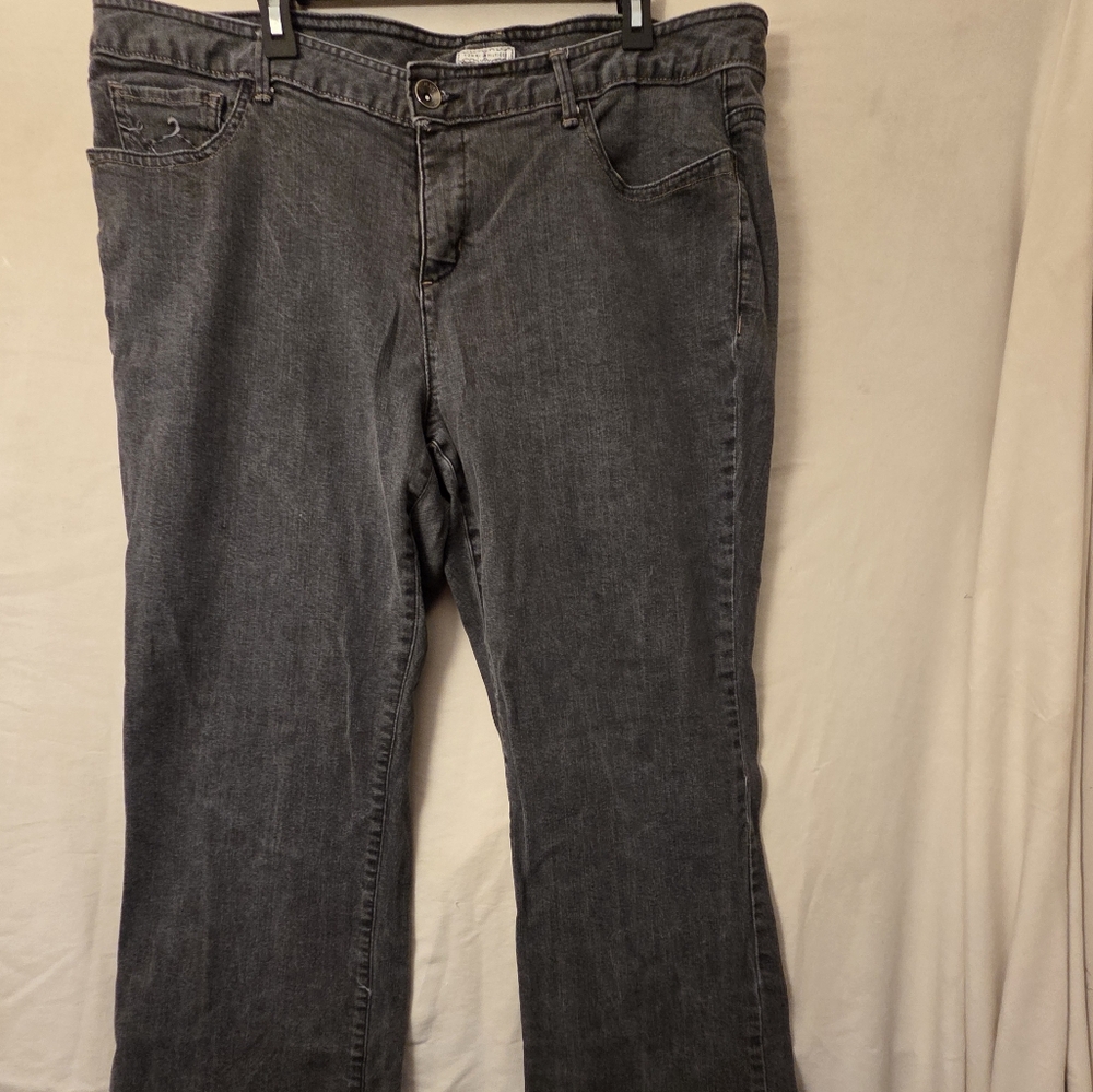 Y2K Tommy Hilfiger Hope Bootcut Jeans Black Embroidered Pockets Size 20 Classic